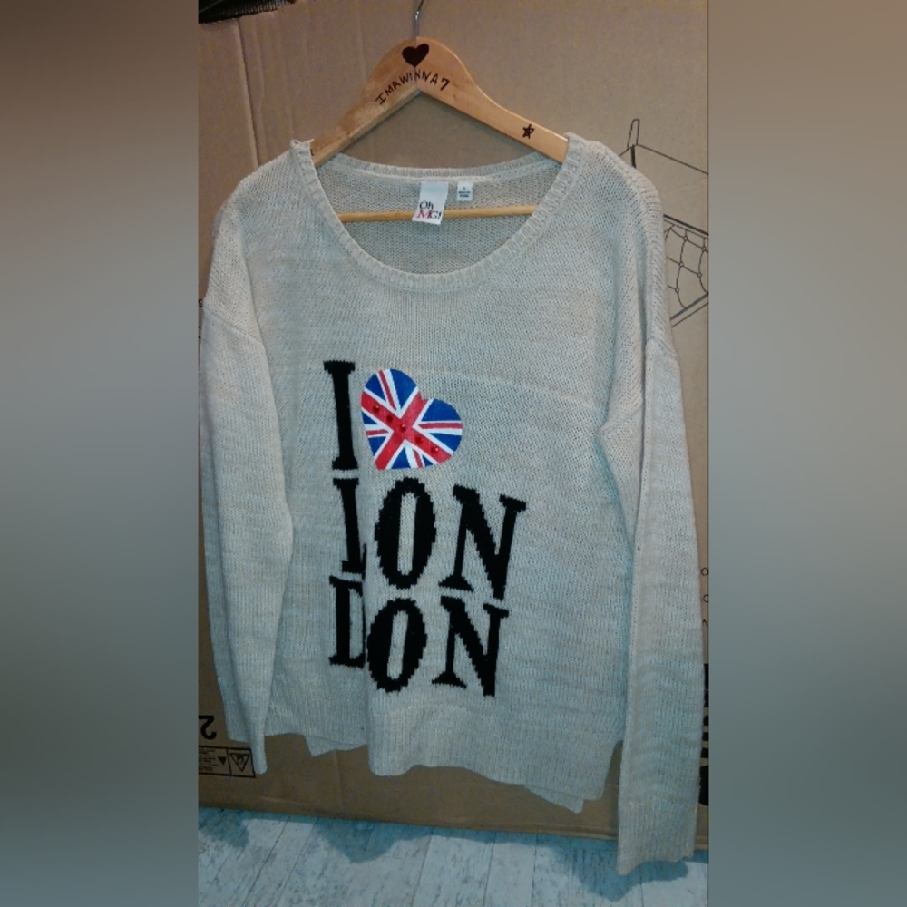 Black and Cream Crew Neck Sweater with Union Jack Design